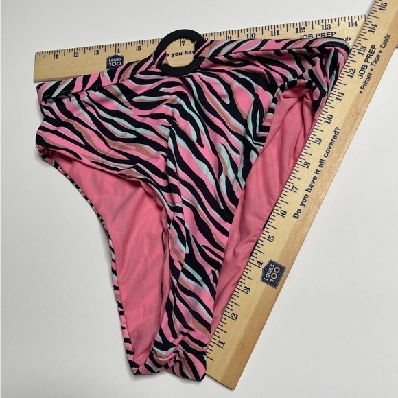 Bikini Lab Wild Child High Waist Bikini Bottoms M Pink Zebra - Picture 8 of 14
